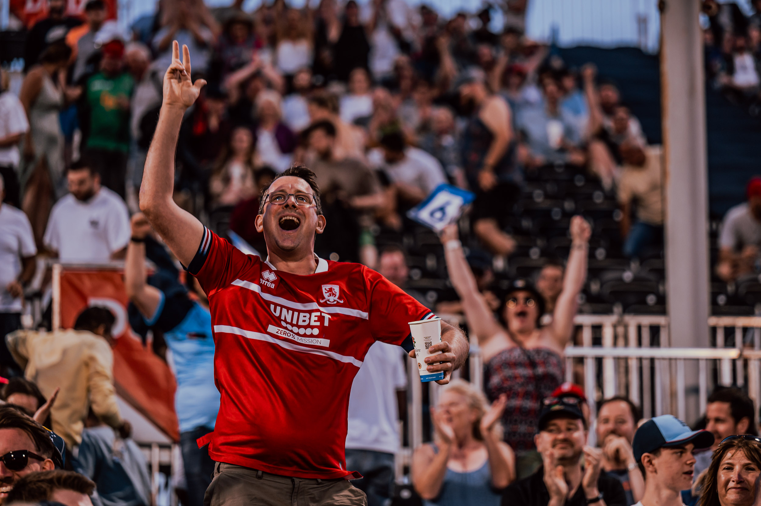 A Supporter Cheers In The Crowd At The Home Of Lancashire Cricket
