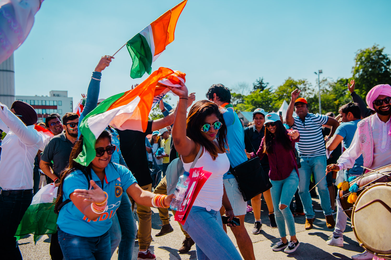 India Cricket Fans Dancing At Emirates Old Trafford