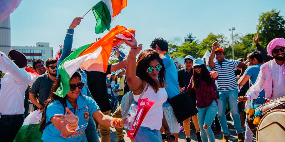 India Cricket Fans Dancing At Emirates Old Trafford